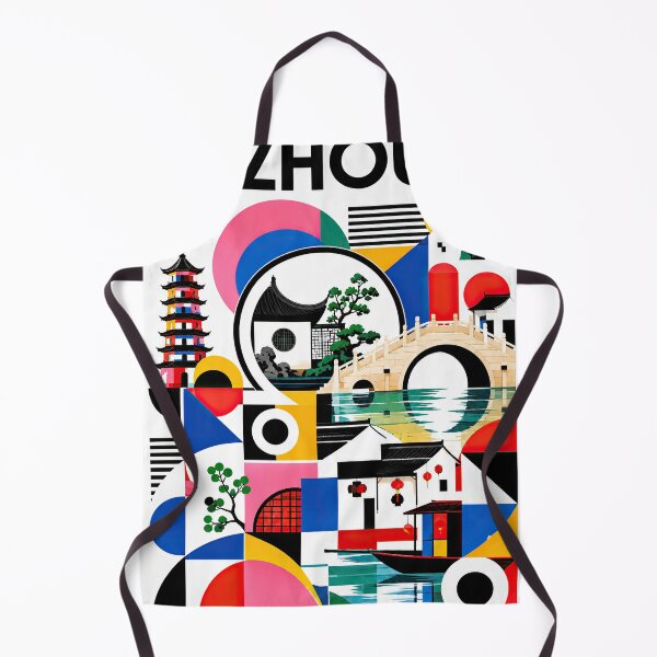 Item preview, Colorful geometric poster depicting Suzhou, China, with pagodas, designed and sold by ckybe.