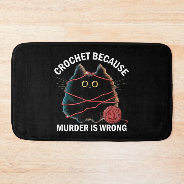 Item preview, Crochet Because Murder Is Wrong Funny Vintage Cat  designed and sold by HighKeyTeezp.