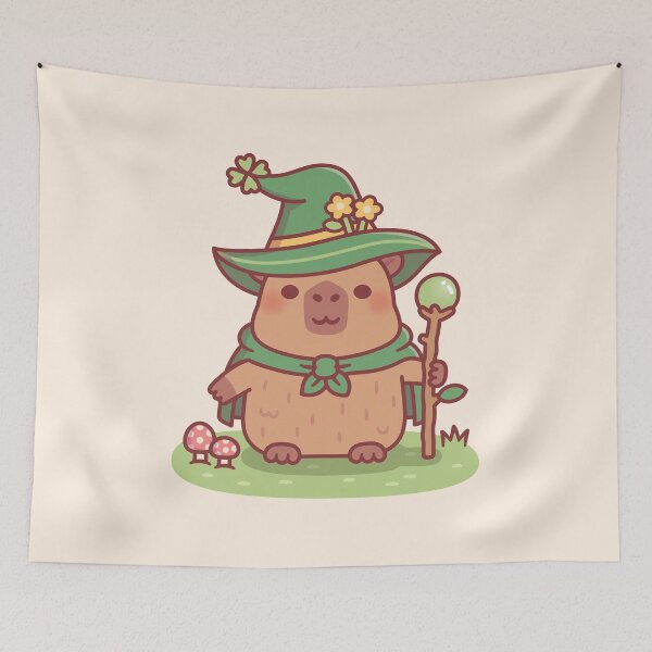 Item preview, Cute Capybara Druid Wizard With Magic Staff designed and sold by rustydoodle.