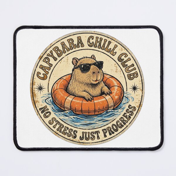 Item preview, Capybara Chill Club No Stress Just Progress Retro designed and sold by Vibe-Vary.