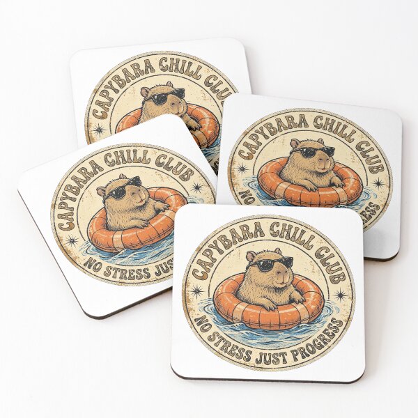 Item preview, Capybara Chill Club No Stress Just Progress Retro designed and sold by Vibe-Vary.