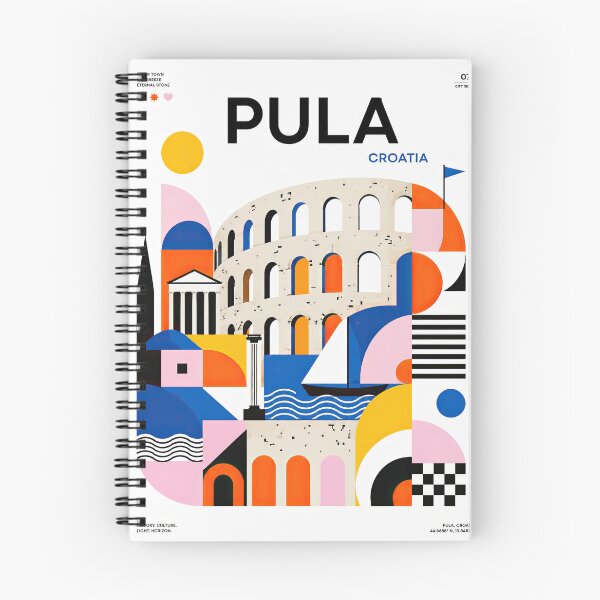 Item preview, Pula Croatia travel poster featuring a stylized ancient designed and sold by ckybe.