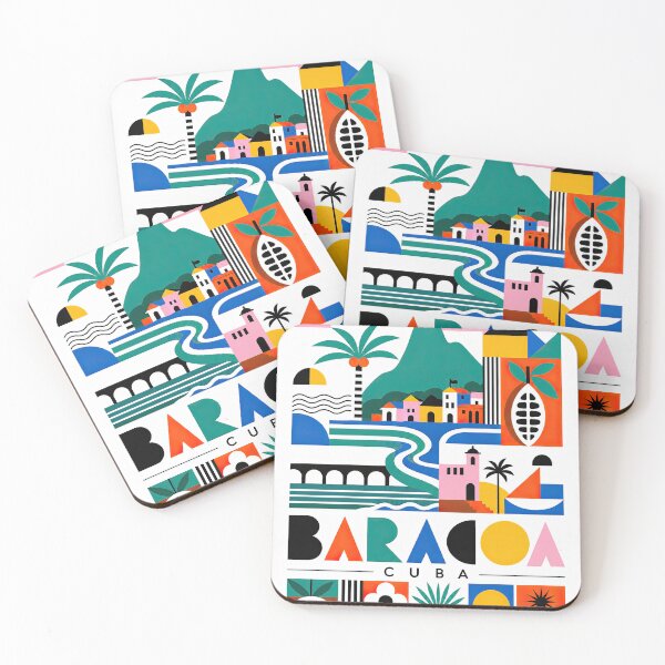 Item preview, Colorful retro travel poster illustrating Baracoa, Cuba with designed and sold by ckybe.