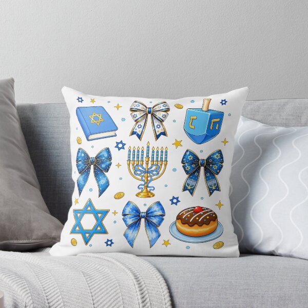 Item preview, Coquette Hanukkah Bows Menorah Dreidel Jewish  designed and sold by varin-studio.