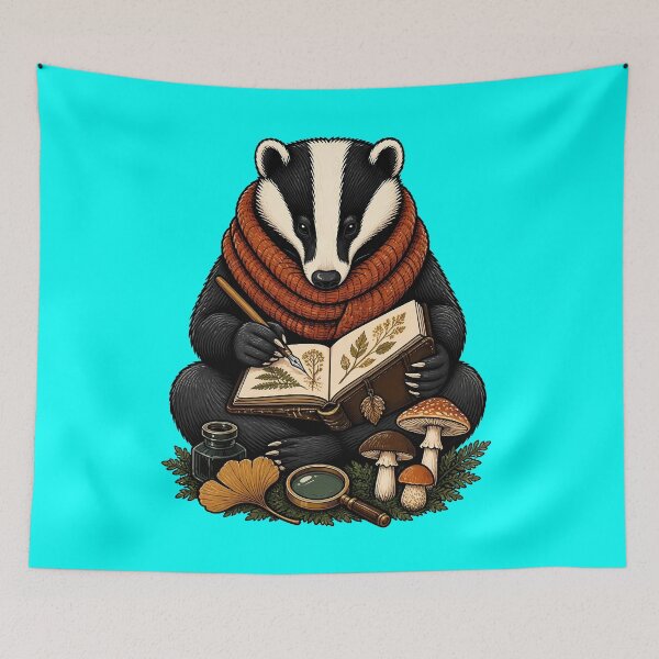 Item preview, Cozy Badger Botanical Journaling Nature Art designed and sold by Fun2Fentastic.