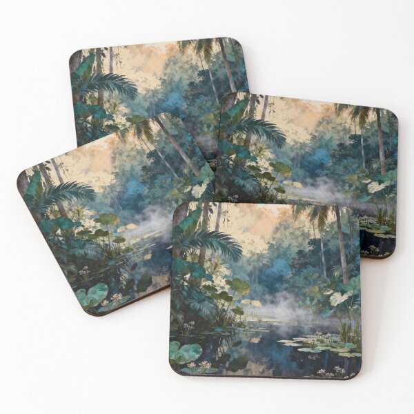 Item preview, Tropical Wetland Wall Art, Rainforest Water Garden Painting, Exotic Botanical Nature Print, Jungle Decor designed and sold by stylishdzign.