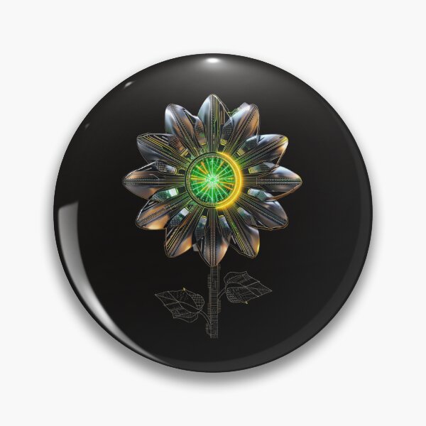 Item preview, Sunflower with mechanical petals and a neon center designed and sold by STATIC SOUL.