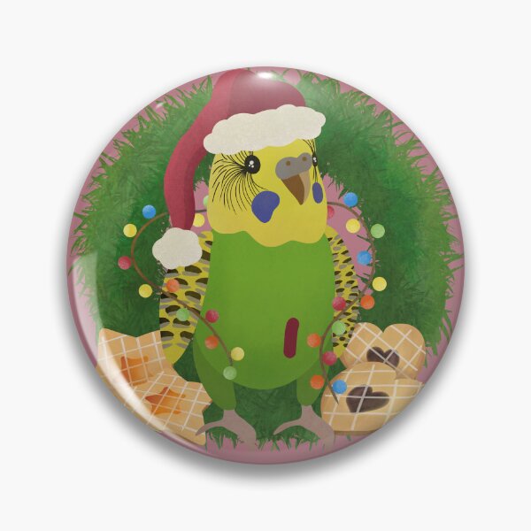 Item preview, Christmas Green Budgie illustration designed and sold by FandomizedRose.