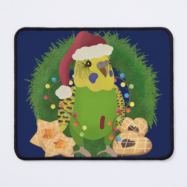 Item preview, Christmas Green Budgie illustration designed and sold by FandomizedRose.