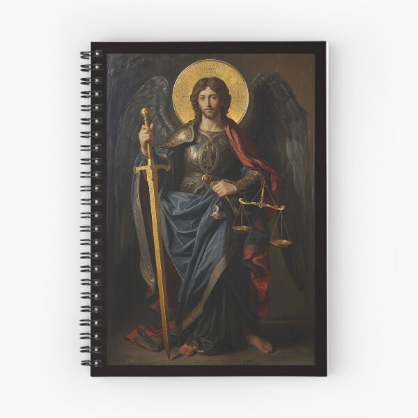 Item preview, Archangel Michael Byzantine Gold Leaf Dark Sacred Art designed and sold by VintageManiac.