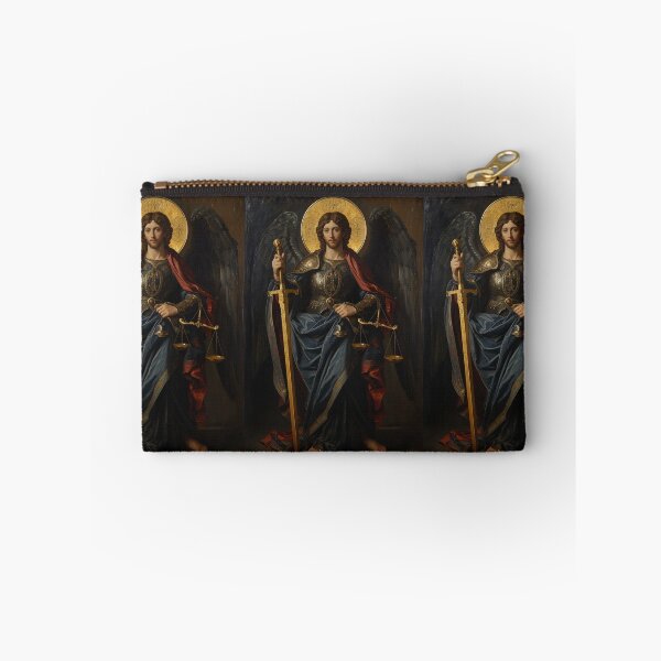 Item preview, Archangel Michael Byzantine Gold Leaf Dark Sacred Art designed and sold by VintageManiac.