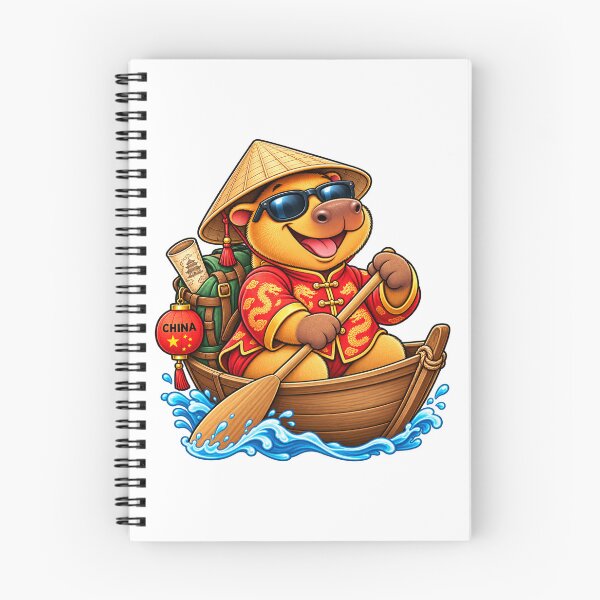 Item preview, Cute China Capybara – Happy Rowing Chinese Travel Adventure designed and sold by CapybaraTravels.