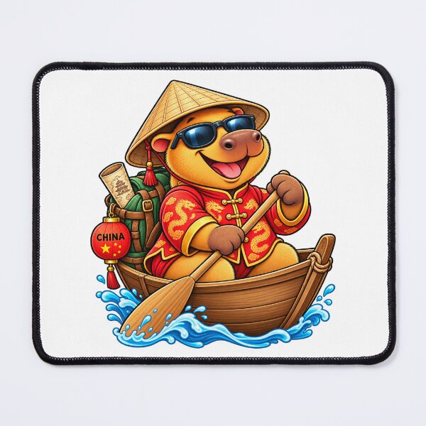Item preview, Cute China Capybara – Happy Rowing Chinese Travel Adventure designed and sold by CapybaraTravels.