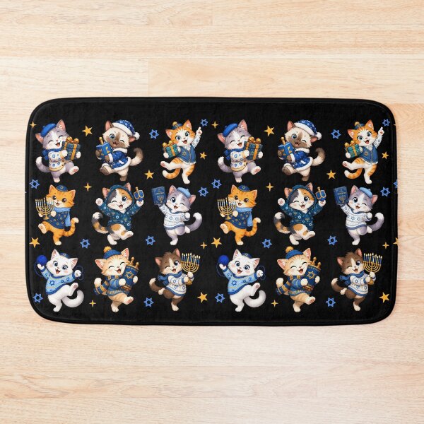 Item preview, Cute Hanukkah Cats Menorah Dreidel Jewish Holiday Kittens designed and sold by varin-studio.