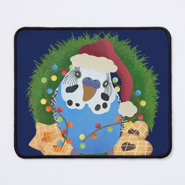 Item preview, Christmas Blue Budgie illustration designed and sold by FandomizedRose.