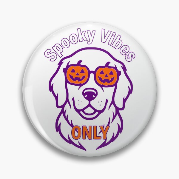 Item preview, Spooky Vibes Only Purple Orange Halloween Golden Retriever Pumpkin Art designed and sold by The Bold Line Studio.