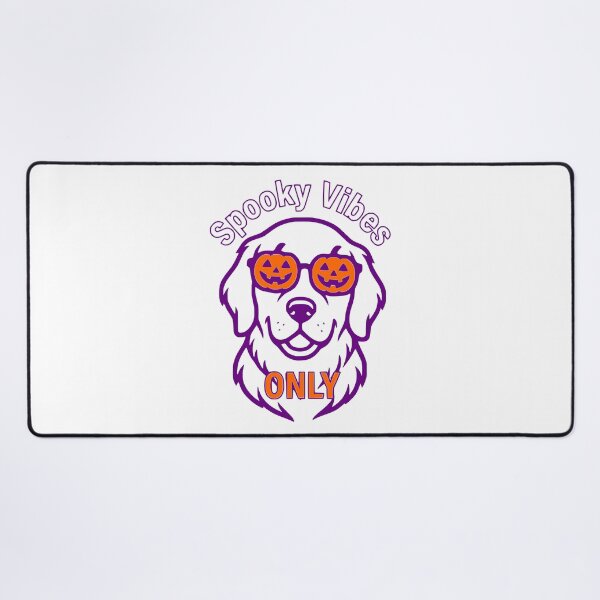 Item preview, Spooky Vibes Only Purple Orange Halloween Golden Retriever Pumpkin Art designed and sold by The Bold Line Studio.