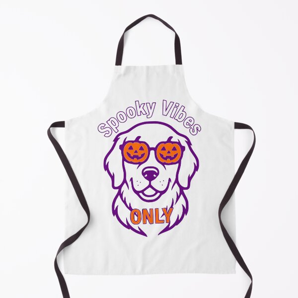 Item preview, Spooky Vibes Only Purple Orange Halloween Golden Retriever Pumpkin Art designed and sold by The Bold Line Studio.