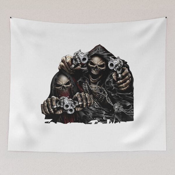 Item preview, Born To Shit Forced To Wipe 2 Funny Skull Badass Skeleton With Guns Meme designed and sold by WarrenHarper.