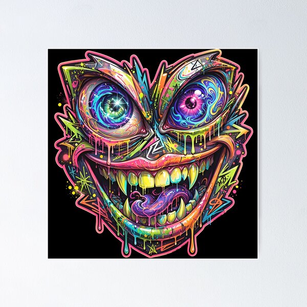 Item preview, Acid Smile Eyes – Neon Psychedelic Rave Icon designed and sold by RH Design Lab.