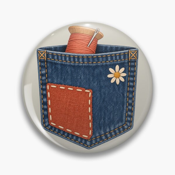 Item preview, Mended Denim Pocket with Thread Spool designed and sold by Triple-NTH.