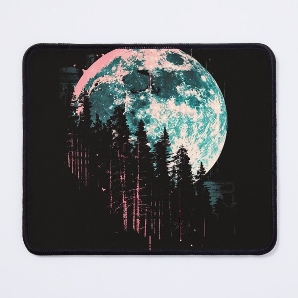 Item preview, A glitchy silhouette of the forest in the moonlight designed and sold by STATIC SOUL.
