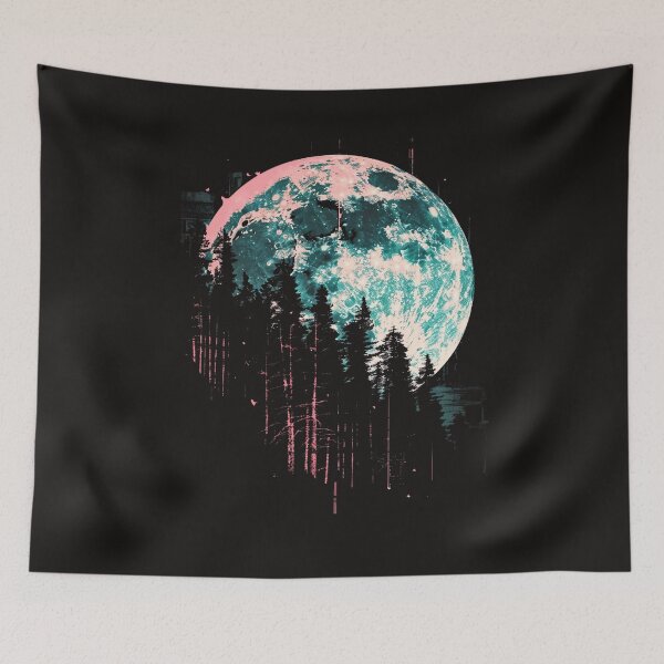 Item preview, A glitchy silhouette of the forest in the moonlight designed and sold by STATIC SOUL.