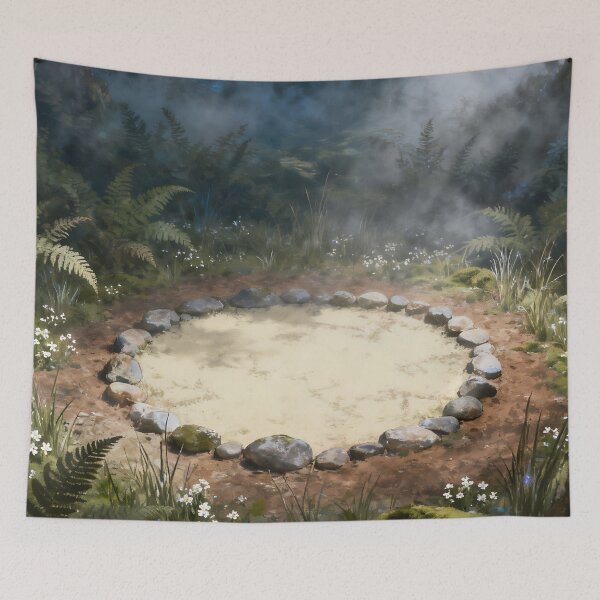Item preview, Enchanted Woodland Clearing Wall Art, Fairy Ring Landscape Painting, Mystical Forest Nature Print, Fantasy Decor designed and sold by stylishdzign.