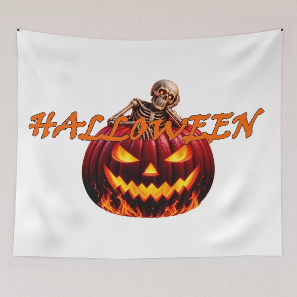 Item preview, halloween pumpkin red with skeleton designed and sold by natalik2024.