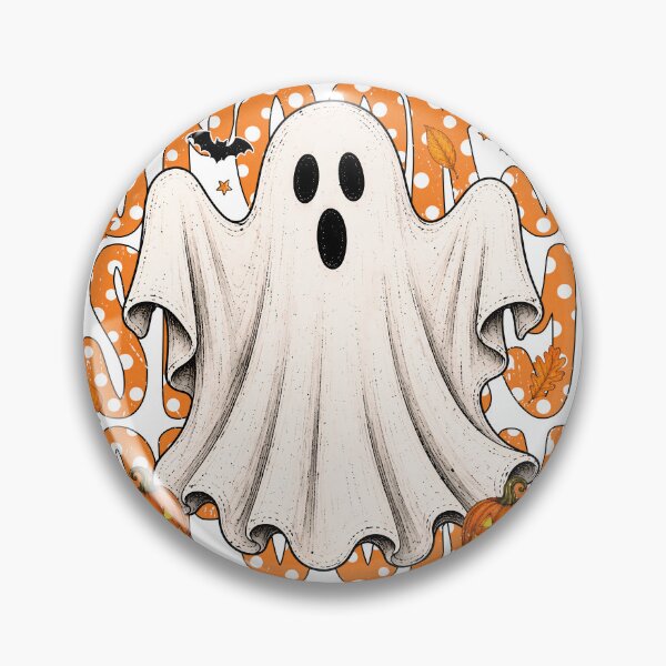 Item preview, Retro Spooky Ghost Polka Dot Halloween Pumpkin designed and sold by varin-studio.