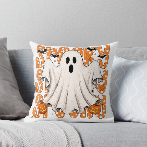 Item preview, Retro Spooky Ghost Polka Dot Halloween Pumpkin designed and sold by varin-studio.