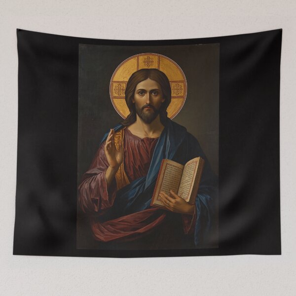 Item preview, Christ Pantocrator Byzantine Gold Leaf Sacred Fine Art designed and sold by VintageManiac.