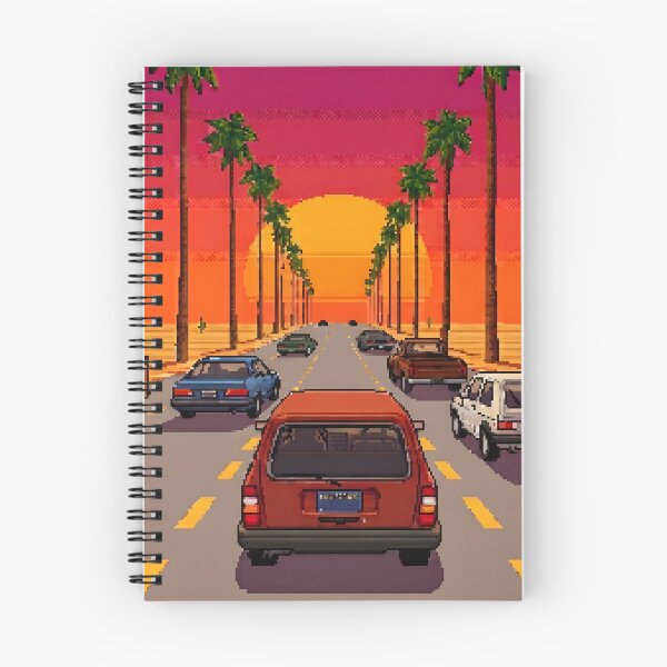 Item preview, Pixel Art Sunset Highway Canvas Print | 80s Synthwave Sunset Highway Wall Art | Retro Game 16-Bit Desert Road Trip Poster | Pixelated Sunset Highway Canvas designed and sold by SergioMiklos.