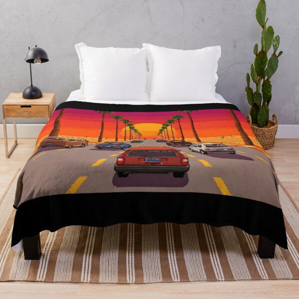 Item preview, Pixel Art Sunset Highway Canvas Print | 80s Synthwave Sunset Highway Wall Art | Retro Game 16-Bit Desert Road Trip Poster | Pixelated Sunset Highway Canvas designed and sold by SergioMiklos.