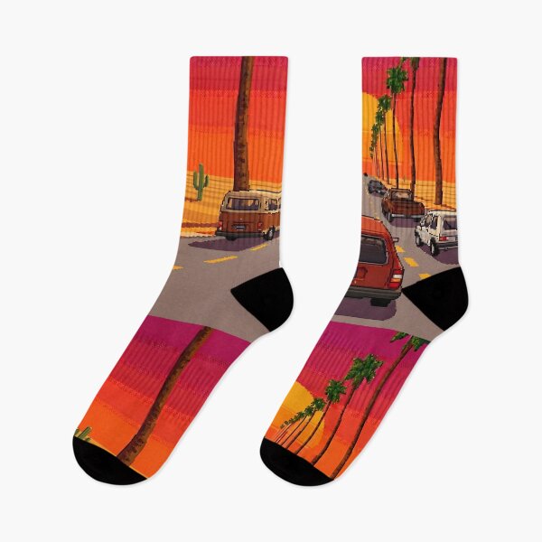 Item preview, Pixel Art Sunset Highway Canvas Print | 80s Synthwave Sunset Highway Wall Art | Retro Game 16-Bit Desert Road Trip Poster | Pixelated Sunset Highway Canvas designed and sold by SergioMiklos.