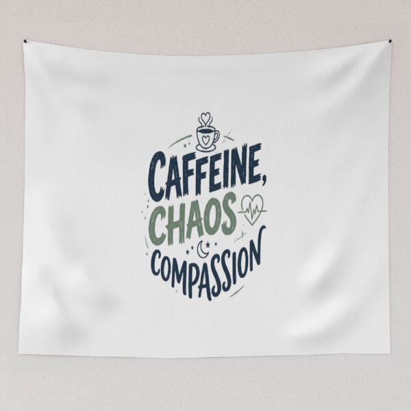 Item preview, Caffeine Chaos Compassion Nurse T-Shirt – Funny Night Shift Nurse Gift designed and sold by ArtsyElegance4U ⭐⭐⭐⭐⭐.