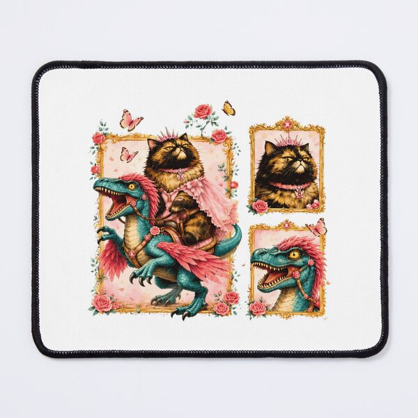 Item preview, Whimsical Cat Dinosaur Ride Roses Vintage designed and sold by SopheeTrah.