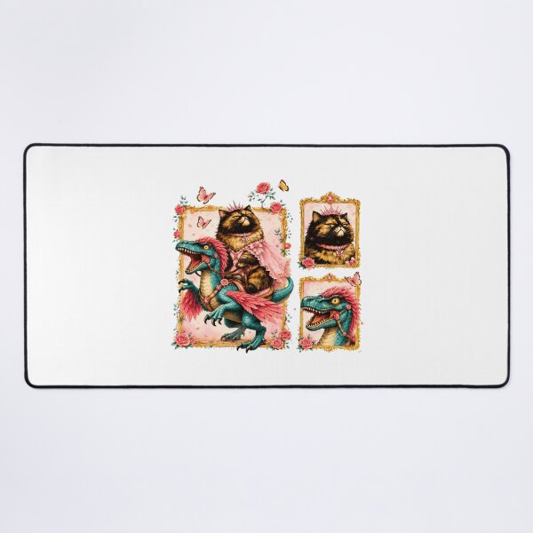 Item preview, Whimsical Cat Dinosaur Ride Roses Vintage designed and sold by SopheeTrah.