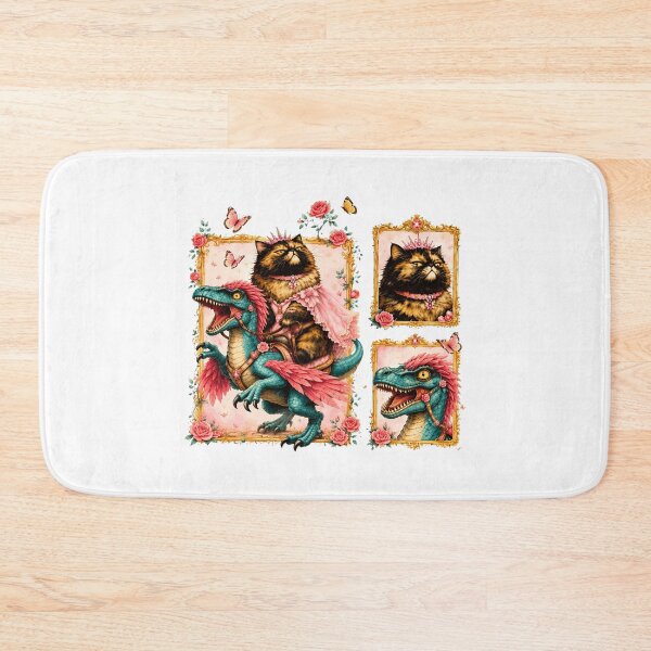 Item preview, Whimsical Cat Dinosaur Ride Roses Vintage designed and sold by SopheeTrah.