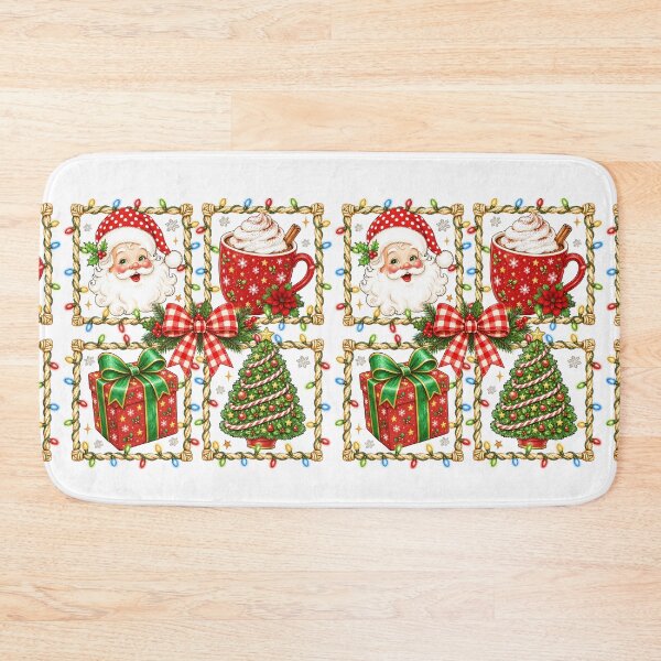 Item preview, Vintage Santa Hot Cocoa Christmas Tree Holiday Collage designed and sold by varin-studio.