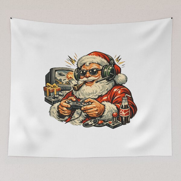Item preview, Funny Retro Gamer Santa Claus 1950s Christmas Art Gift designed and sold by Artycom.