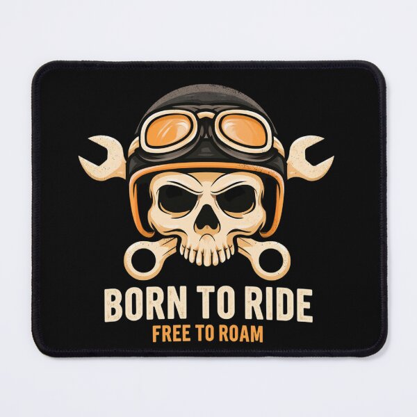 Item preview, Born to Ride Skull With Helmet and Wrenches Motorcycle Biker Emblem, Free to Roam designed and sold by KanDa-Shop.