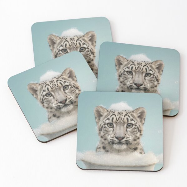Item preview, Baby Snow Leopard Bubble Bath Cute Nursery Bathroom Art designed and sold by LazyOwlStore.