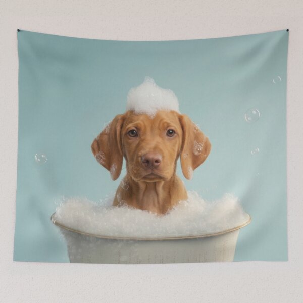 Item preview, Baby Vizsla Bubble Bath Cute Nursery Bathroom Wall Art designed and sold by LazyOwlStore.
