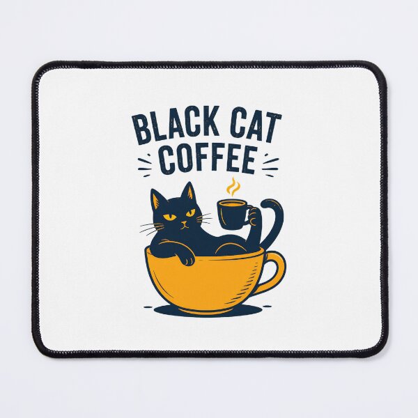 Item preview, Black Cat Coffee Drinker Illustration designed and sold by Dmo3HarkoArt.