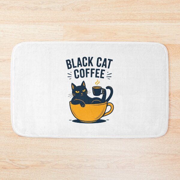 Item preview, Black Cat Coffee Drinker Illustration designed and sold by Dmo3HarkoArt.