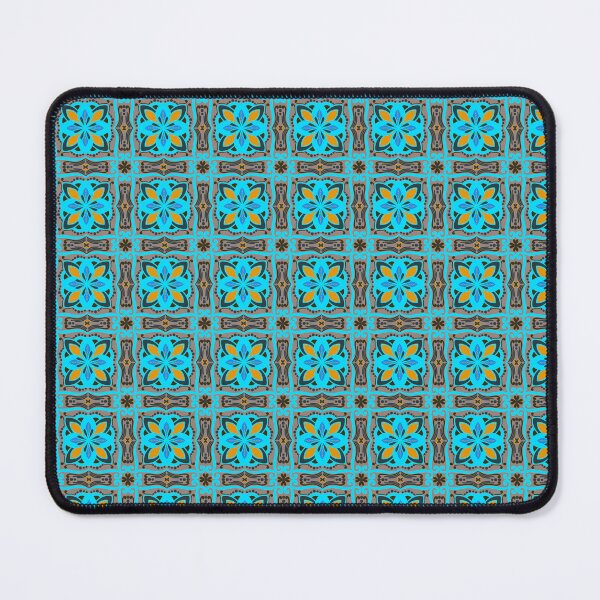 Item preview, Blue & Orange Floral Geometric Tile Pattern designed and sold by Rukhscreations.