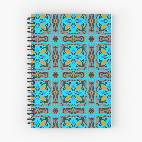Item preview, Blue & Orange Floral Geometric Tile Pattern designed and sold by Rukhscreations.