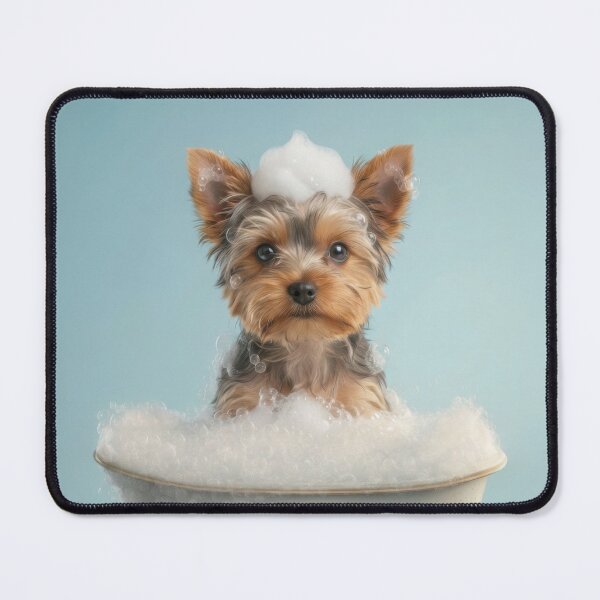 Item preview, Baby Yorkshire Terrier Bubble Bath Nursery Bathroom Art designed and sold by LazyOwlStore.