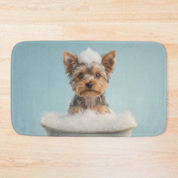 Item preview, Baby Yorkshire Terrier Bubble Bath Nursery Bathroom Art designed and sold by LazyOwlStore.